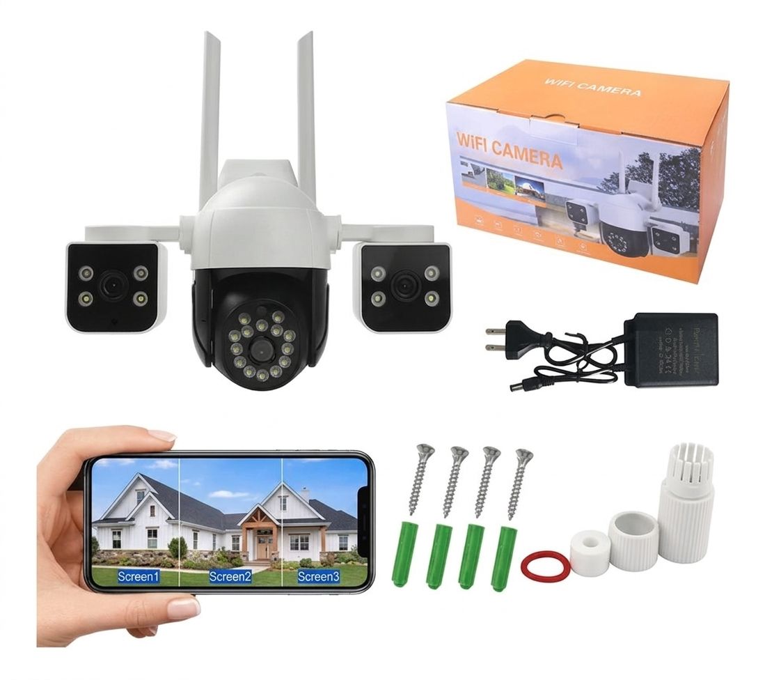 Cámara de Seguridad Wifi Exterior Triple Lente YFY:004