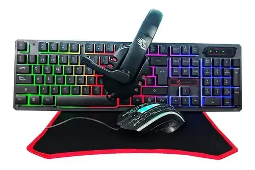 Set Gamer 4 Pza Teclado+mouse+audífonos+mouse Pad Aoas MOD AS-1099