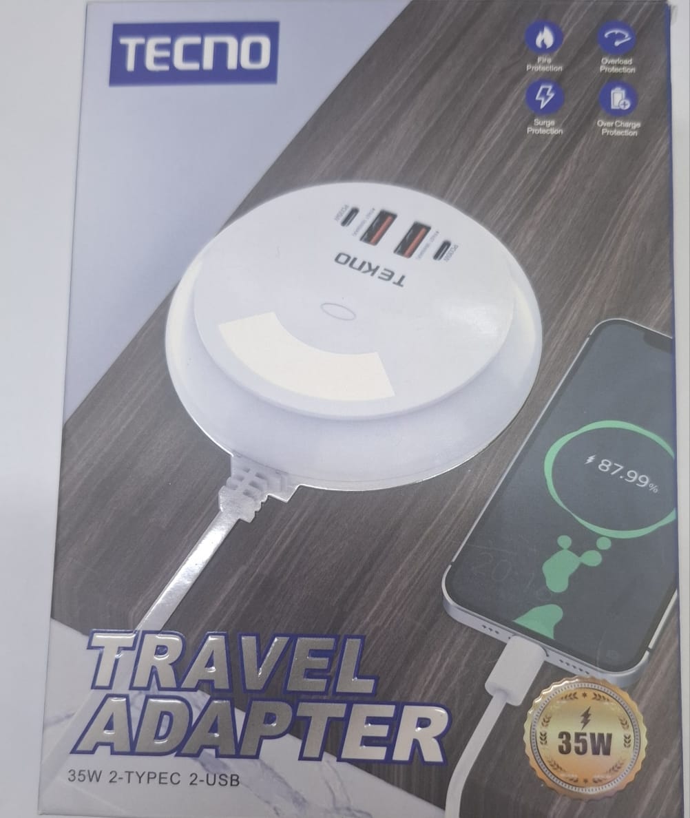 Adaptador de Carga Tecno Travel 35W 2TIPO C y 2 USB