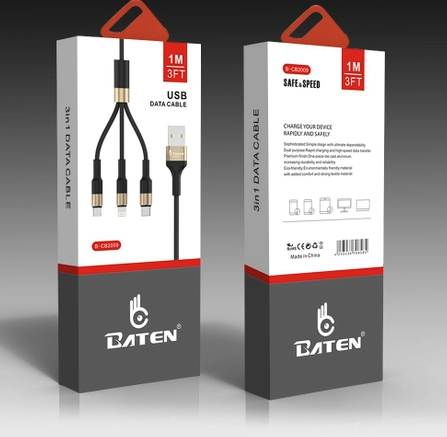 Cable de Data Baten 3 en 1 MOD CB2009