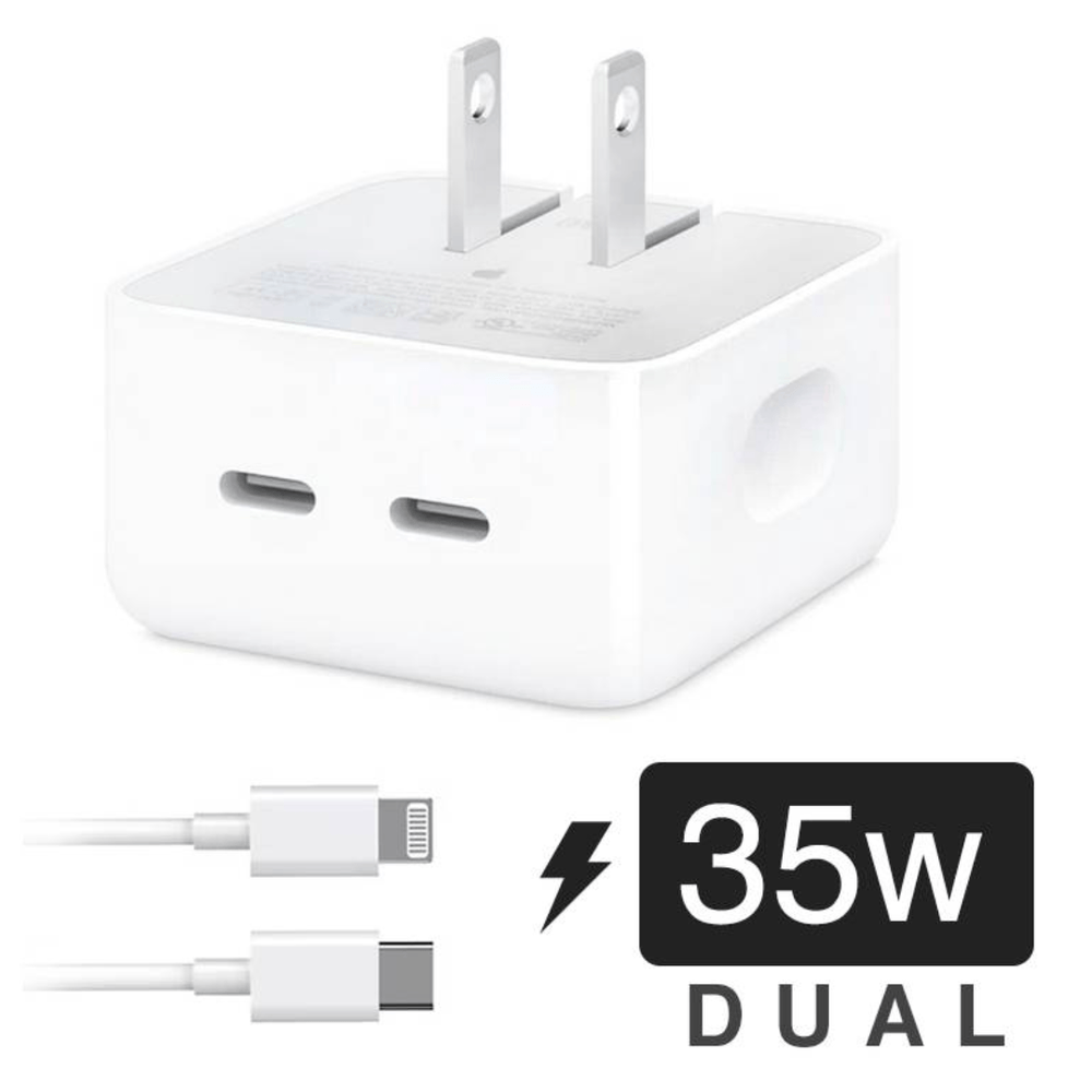 Cargador iPhone 35W USB C+c a USB Lightning