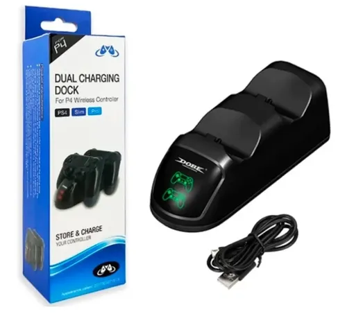 Cargador de Control Dobe Dual Dock para PS4 Slim y Pro
