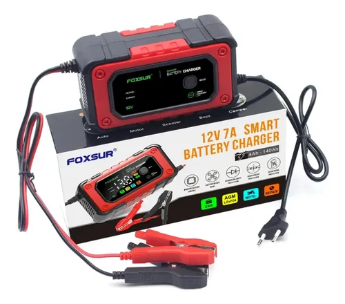 Cargador Foxsur de Batería para Carro 12V a 7 a Smart MOD-FBC1207E