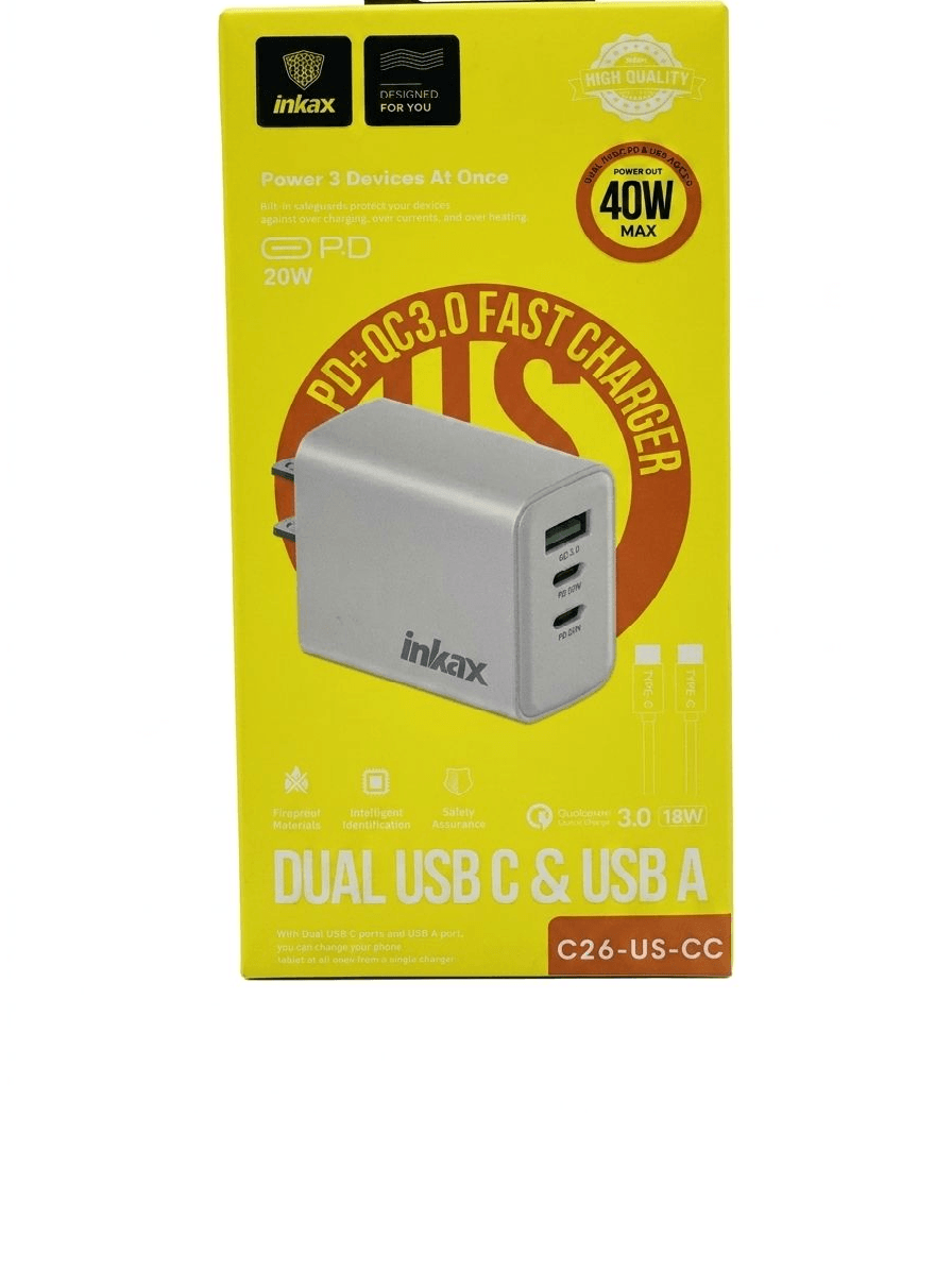 Cargador Inkax 40W Trio USB MOD C26-US-CC