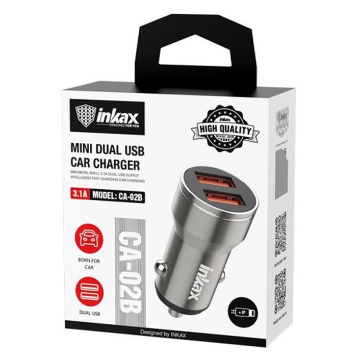 Cargador Inkax de Carro Micro USB Dual MOD CA-02B