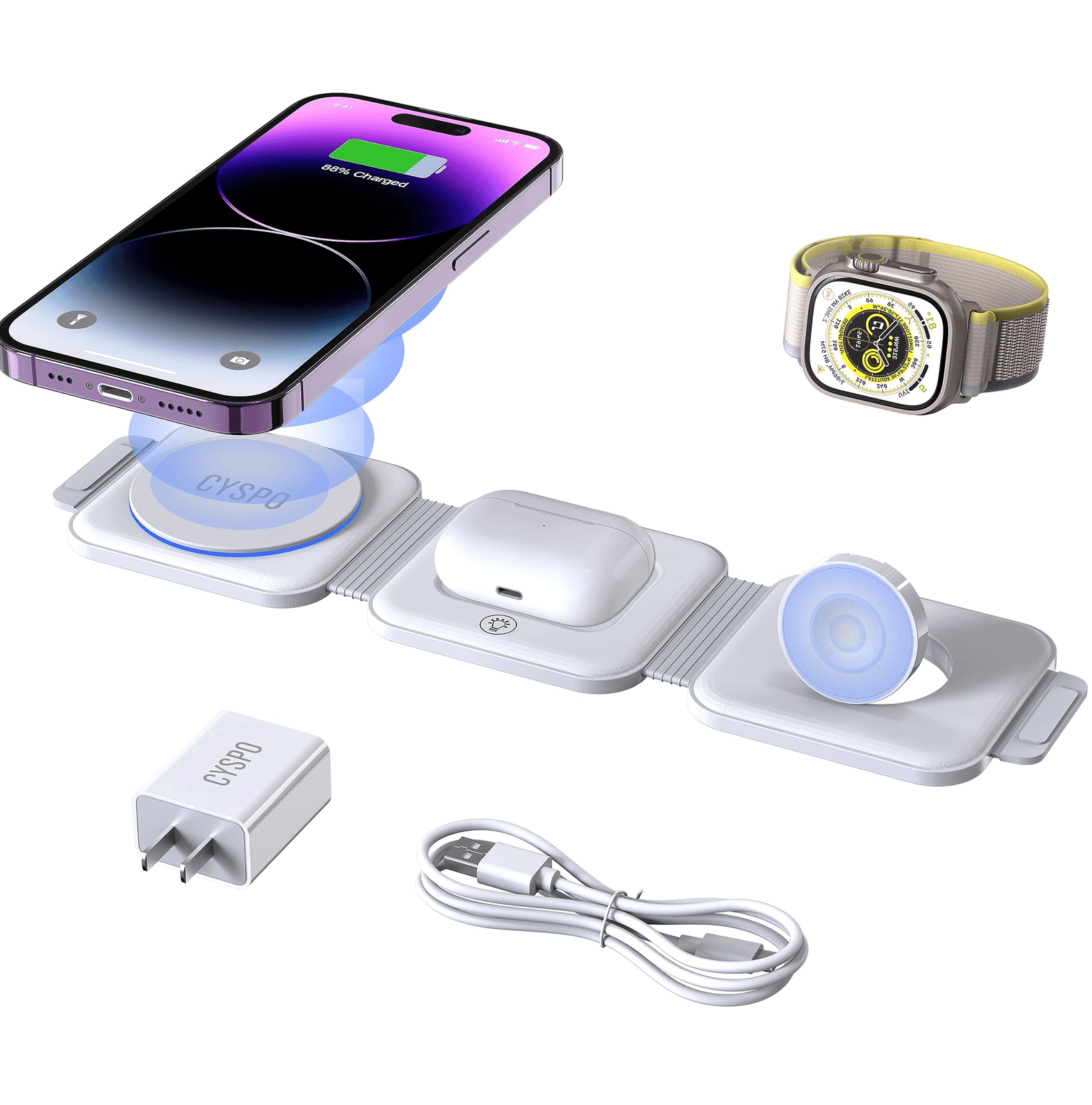Estación de Carga Inalámbrica 3 en 1 HT-ZZ1 Wireless