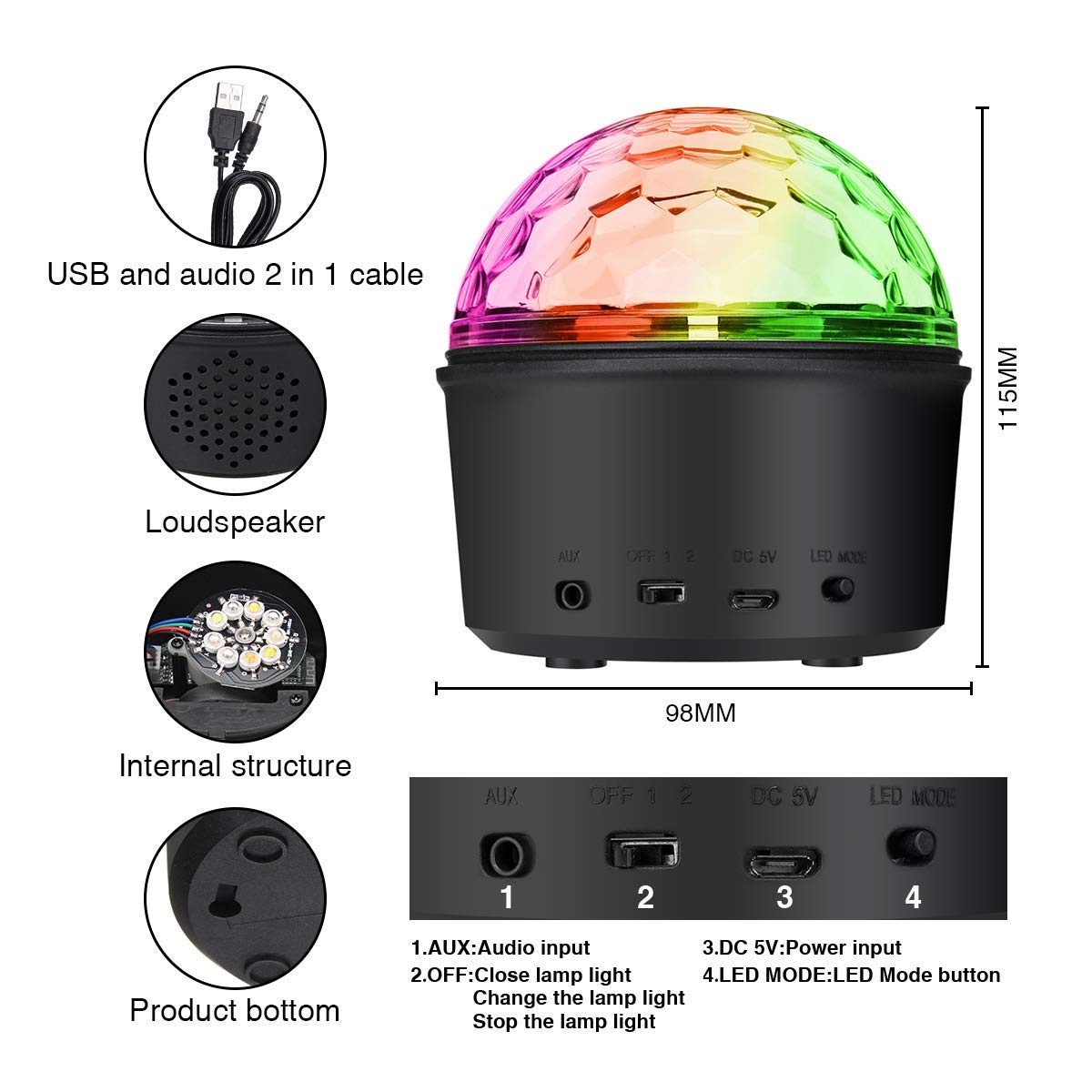Mini Lámpara Disco Esfera 2