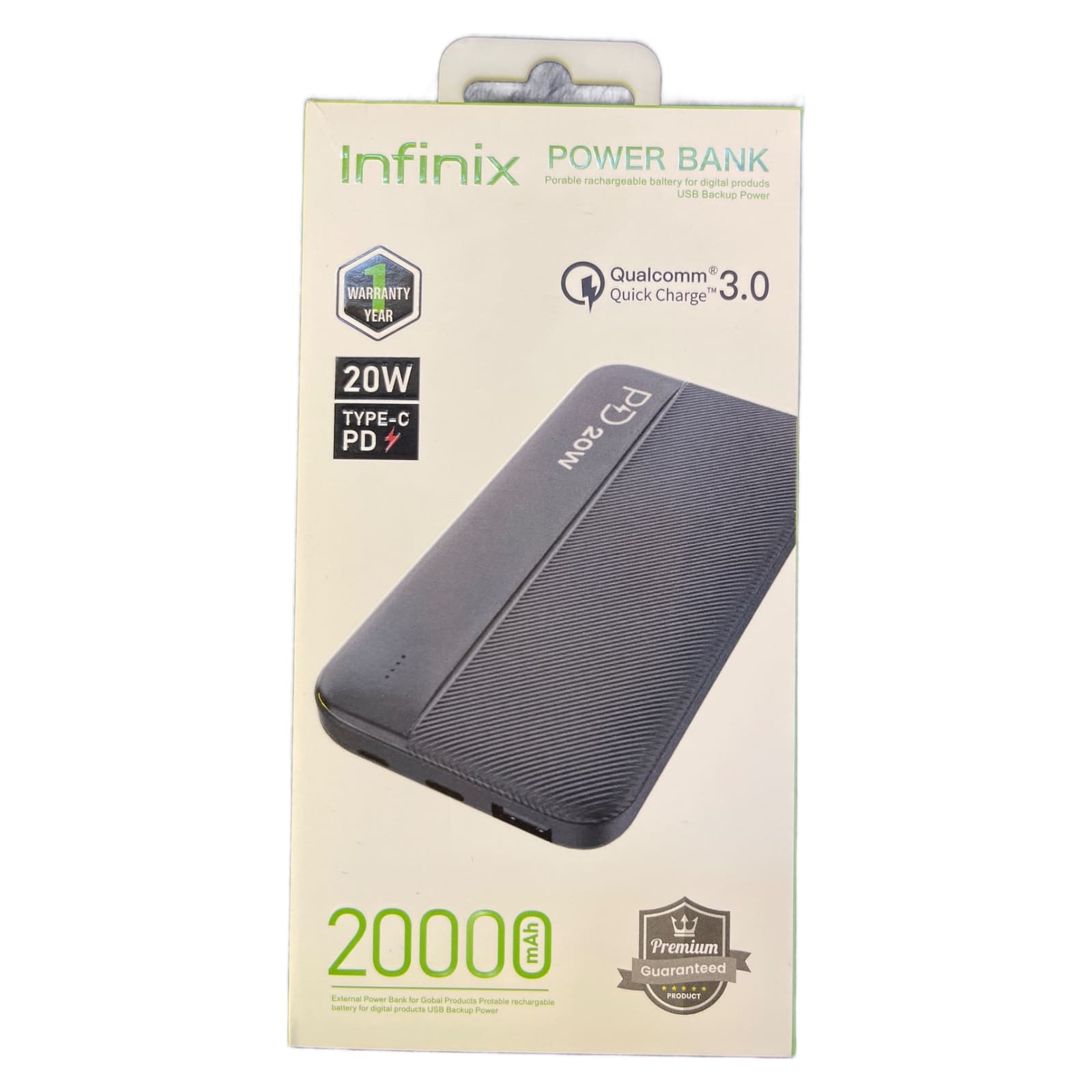 Power Bank de 20000 mAh Infinix 4 Salidas y 2 Entradas