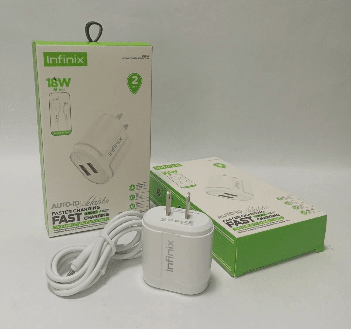 Cargador Infinix Auto Id Adapter Fast Charging 18W 2USB Tipo C 3.1A