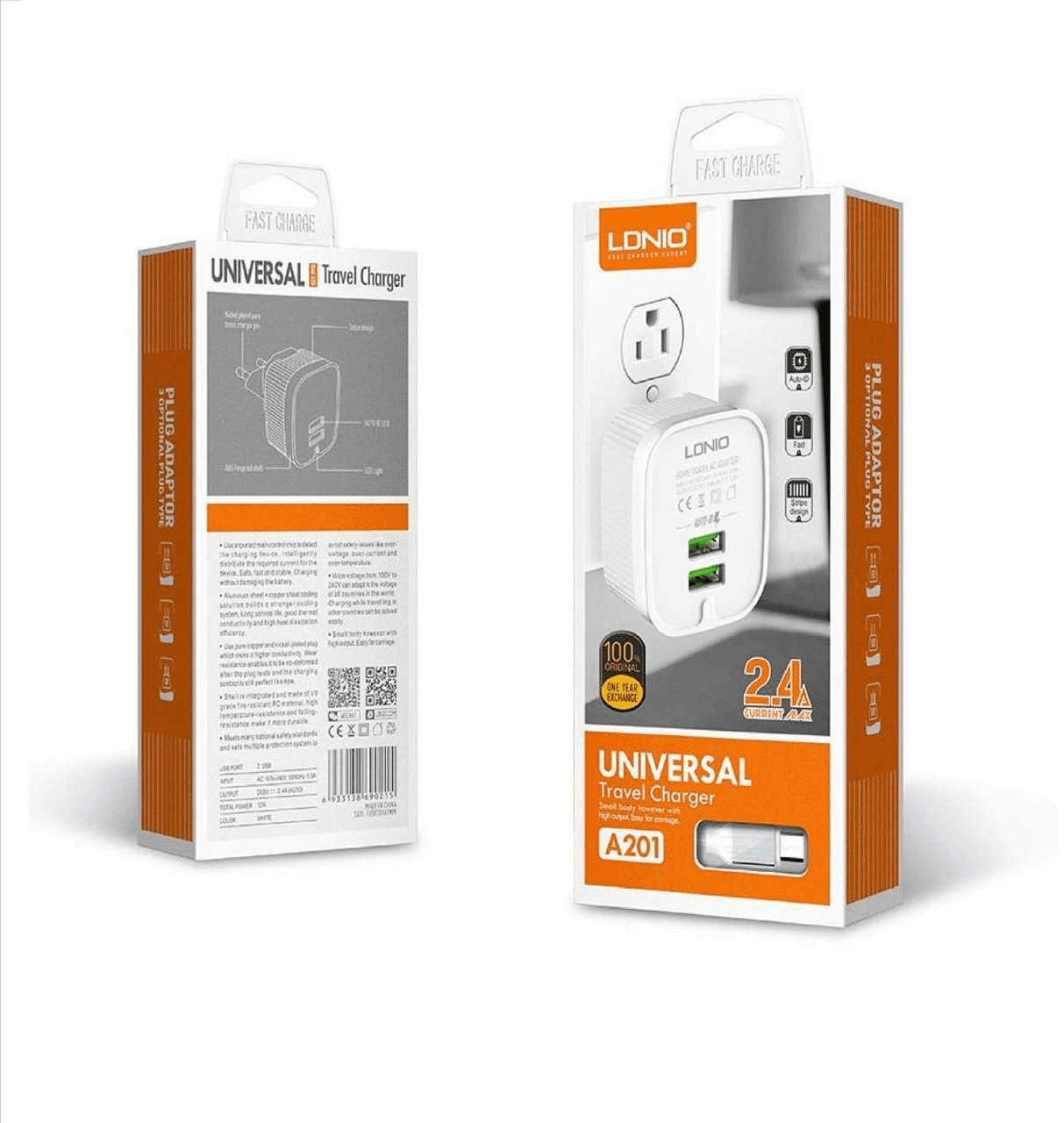 Cargador Ldnio Universal Travel 2 USB 2.4A A201 Micro USB